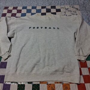 Vintage Blurry Text Football Sweatshirt Size 2XL Big Ball Sports Focus on Game